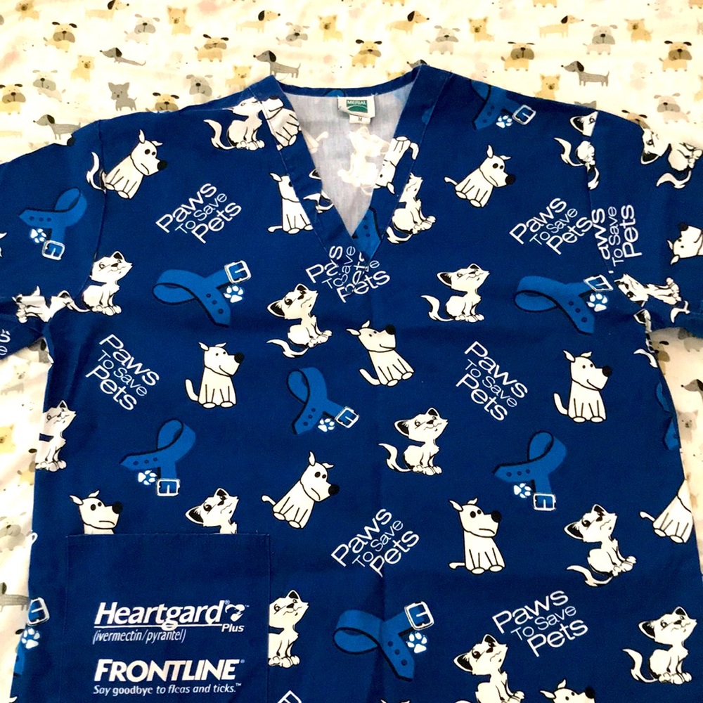 Animal Print Scrub Top Cats and Dogs